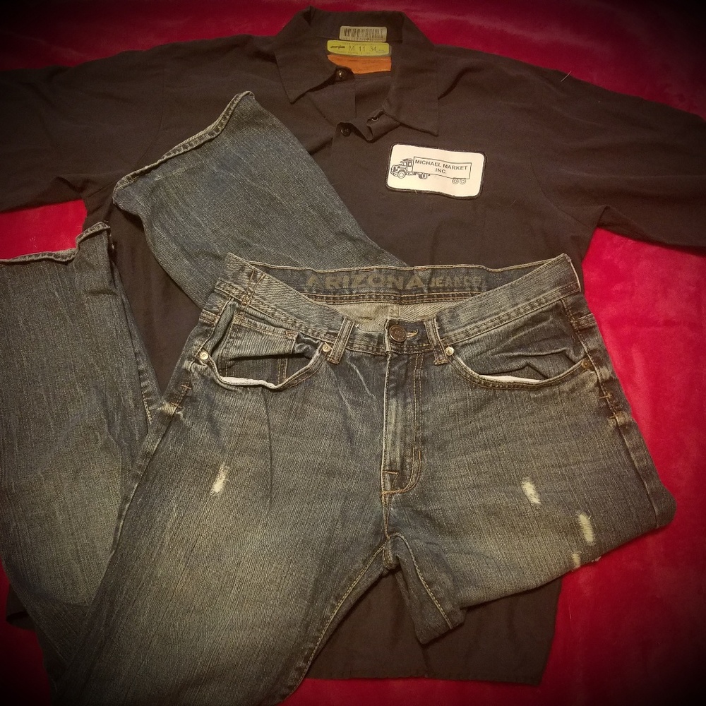 Arizona 31 30 Slim Straight Distressed Blue Jeans